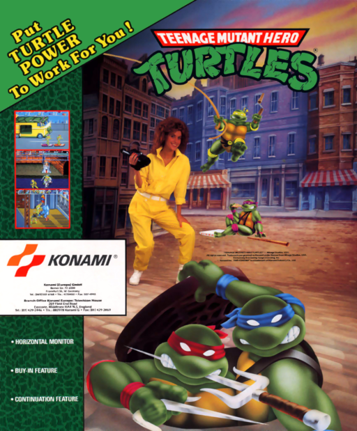Teenage Mutant Hero Turtles (UK 2 Players, version U) Arcade Game Cover
